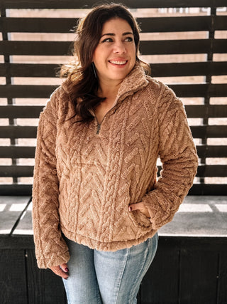 Echo Canyon Boho Western Fleece Pullover Jacket, Mocha - The Farmhouse