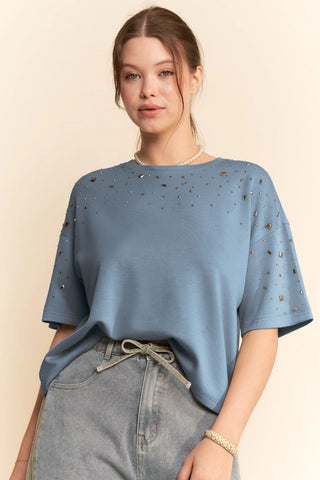 The Stardust Stud Tee, Denim