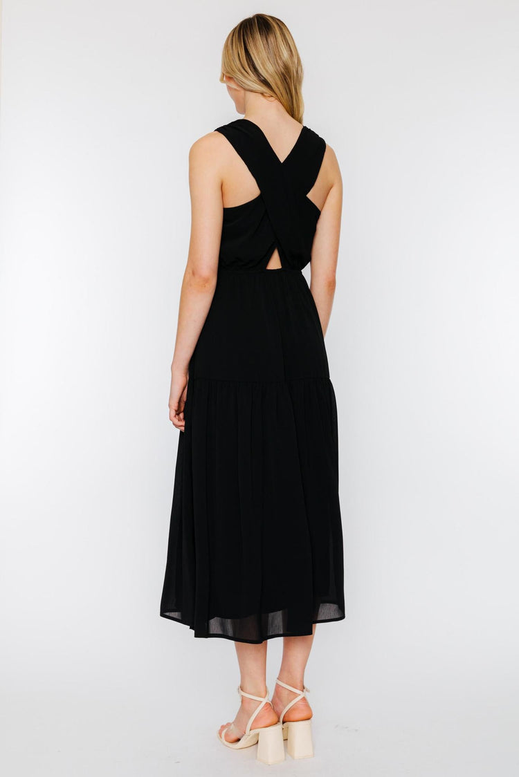 Elodie Pleated Tiered Cross Back Maxi Dress - The Farmhouse