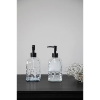 Embossed Glass Soap Dispenser with Pump - Square - The Farmhouse