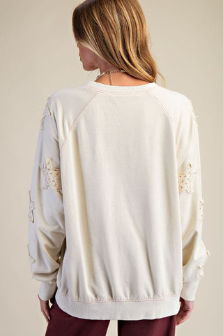 Floral Star Patch Mineral Washed Terry Pullover