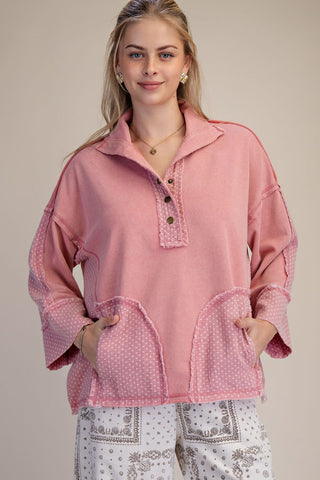 Oversized Polka Dot Mineral Wash Pullover