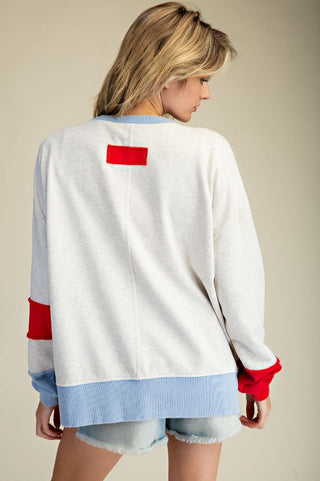 Oversized American Flag Mineral Wash Terry Pullover