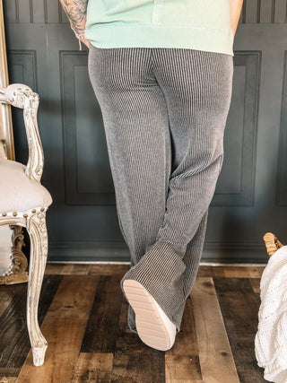 Everyday Ease Athleisure Ribbed Pants, Charcoal - The Farmhouse