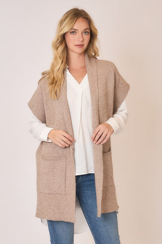COZY CO Women's Mocha Maple Sleeveless Cardigan