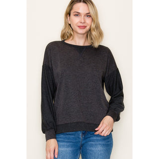 Charcoal Fabric-Block Cherry Top