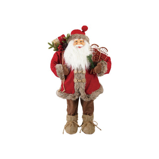 Alternate view of fabric and faux fur Santa with snowshoes decor