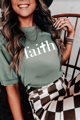 Faith Olive Mock Neck Tee - 120 Graphic Tees - The Farmhouse
