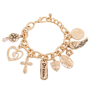 Faithful Hearts Charm Bracelet, Gold - The Farmhouse