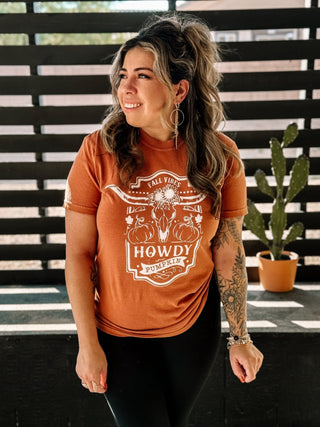 Fall Vibes Howdy Pumpkin Western Boho Unisex Graphic Tee, Orange - The Farmhouse