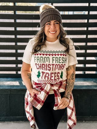 Farm Fresh Christmas Tree Retro Graphic Tee, Natural - The Farmhouse