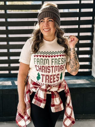 Farm Fresh Christmas Tree Retro Graphic Tee, Natural - The Farmhouse