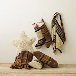 Alternate view of plush cream faux fur star-shaped accent pillow