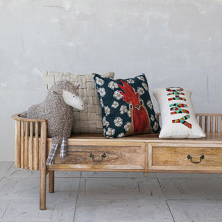 Faux Sherpa Sheep Shaped Pillow with Plaid Pattern, Brown - 420 Home Decor - The Farmhouse