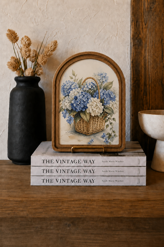 Blue Hydrangeas Framed Art Arch 6x8"