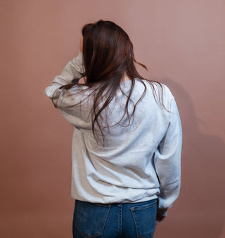 Alternate view of heather grey North Pole University graphic crewneck sweatshirt