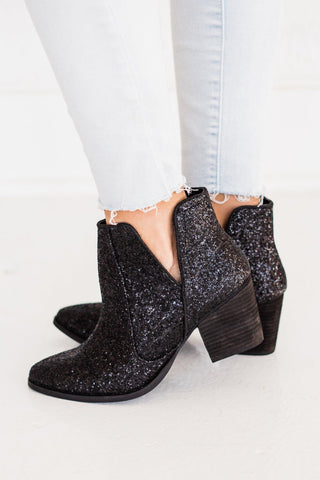 Fiera Glitter Booties in Black - 110 Fashion Boots - The Farmhouse