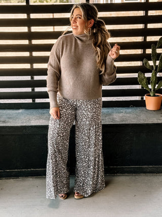 Floral Dreams Boho Western Flowy Pants, Mocha - The Farmhouse