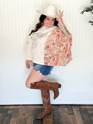 Floral Longhorn Boho Graphic Tee - 120 Graphic Tees - The Farmhouse