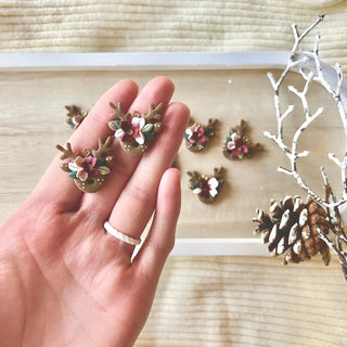 Floral Reindeer Earrings, Reindeer Clay Earrings - 290 Jewelry - The Farmhouse