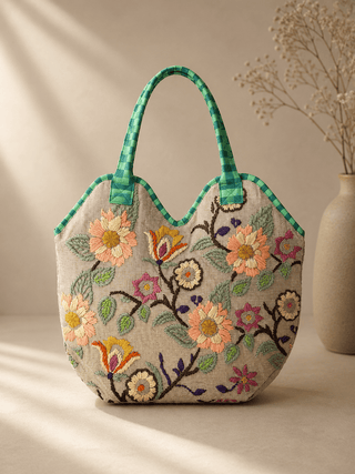 Floral Tote Bag, Green - 280 Bags - The Farmhouse