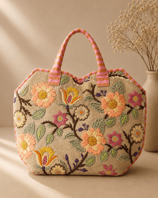 Floral Tote Bag, Pink - 280 Bags - The Farmhouse