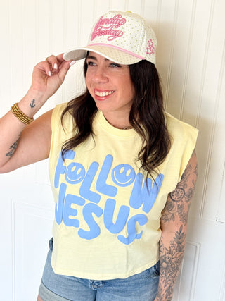 Follow Jesus Sunshine Puff Tank - 120 Graphic Tees - The Farmhouse