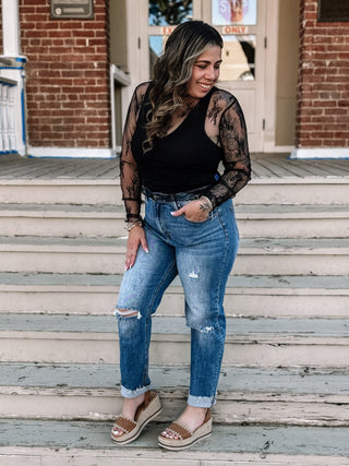 Forever Love All Over Sheer Top - Black - The Farmhouse