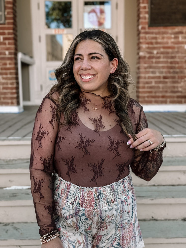 Forever Love All Over Sheer Top - Mocha - The Farmhouse