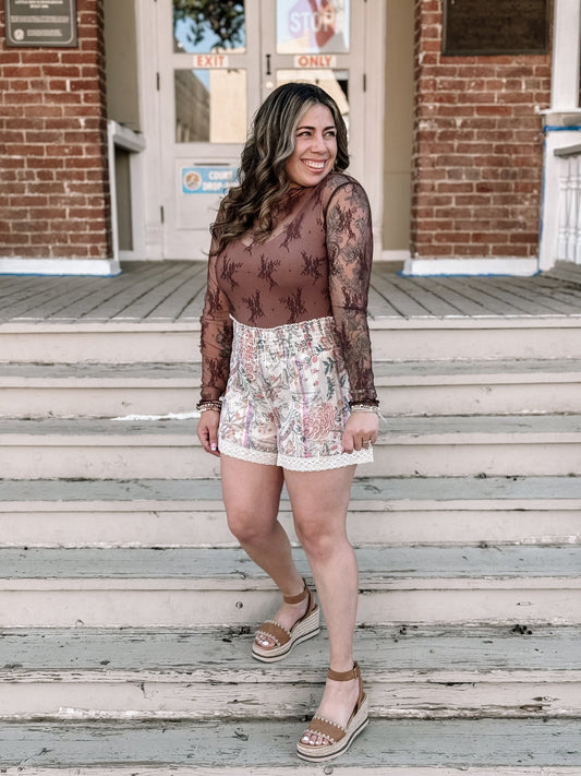 Forever Love All Over Sheer Top - Mocha - The Farmhouse