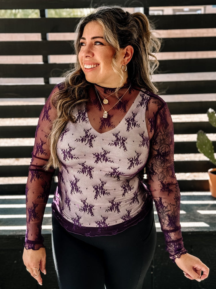 Forever Love All Over Sheer Top - Purple - The Farmhouse