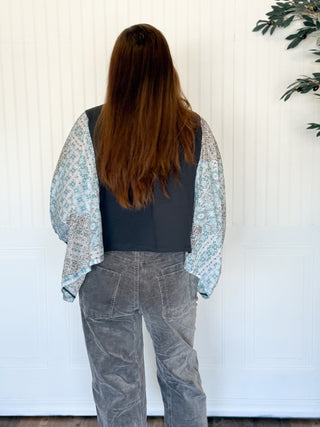 Freebird Boho Graphic Tee, Blue and Gray Sleeve - 120 Graphic Tees - The Farmhouse