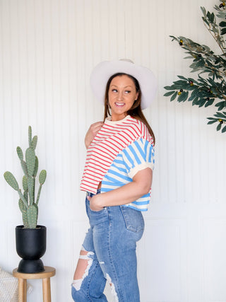 Freedom Ring Oversized Americana Crop Tee - 100 Casual Tops - The Farmhouse