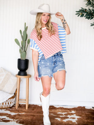 Freedom Ring Oversized Americana Crop Tee - 100 Casual Tops - The Farmhouse