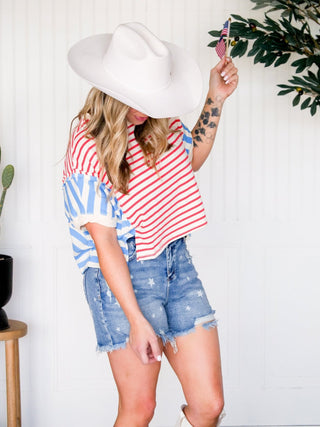 Freedom Ring Oversized Americana Crop Tee - 100 Casual Tops - The Farmhouse