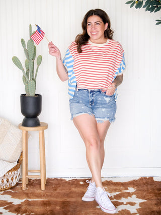 Freedom Ring Oversized Americana Crop Tee - 100 Casual Tops - The Farmhouse