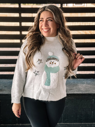 Frosty Fun Snowman Ugly Christmas Sweater, Silver - The Farmhouse