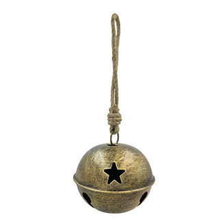 Metal Jingle Bell Ornament w / Jute Rope Hanger