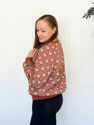 Garden Haven Sweater Pullover, Rust - 140 Sweatshirts + Sweaters - The Farmhouse