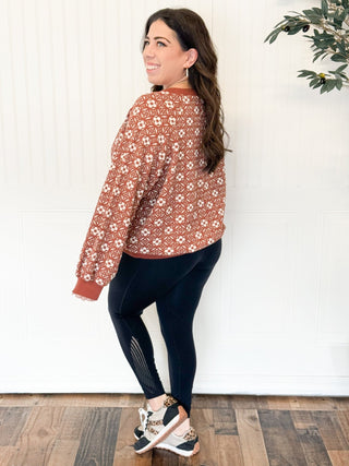 Garden Haven Sweater Pullover, Rust - 140 Sweatshirts + Sweaters - The Farmhouse