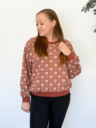 Garden Haven Sweater Pullover, Rust - 140 Sweatshirts + Sweaters - The Farmhouse