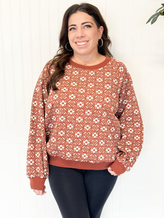 Garden Haven Sweater Pullover, Rust - 140 Sweatshirts + Sweaters - The Farmhouse