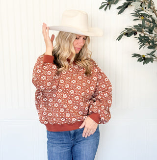 Garden Haven Sweater Pullover, Rust - 140 Sweatshirts + Sweaters - The Farmhouse
