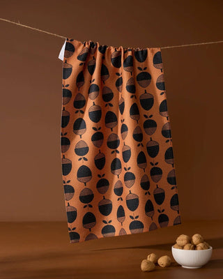 Geometry Tea Towel, Acorn Noir - 440 Tea Towels - The Farmhouse