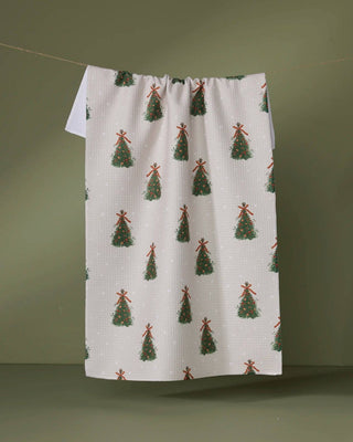 Arbolitos print tea towel in tightly woven quick-drying fabric