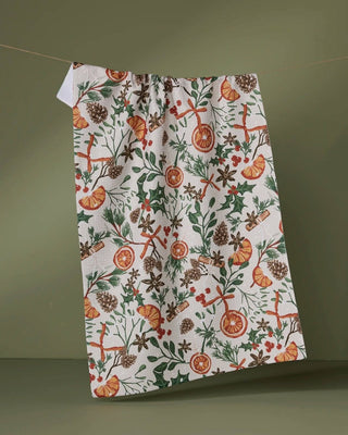 Canela print kitchen tea towel in recycled quick-drying Geoweave fabric