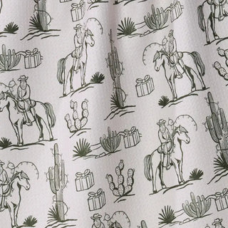 Alternate view of Cowboy Claus Christmas tea towel, 18 by 30 inches