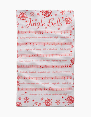 Frosty Notes print tea towel in absorbent, quick-drying Geoweave fabric