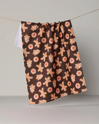Holiday Cookies print tea towel in quick-drying recycled woven fabric