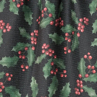 Alternate view of Holly Night seasonal kitchen tea towel